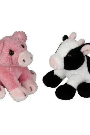 Boerderij dieren knuffels - pluche - varken en koe - 15 cm Superprijs