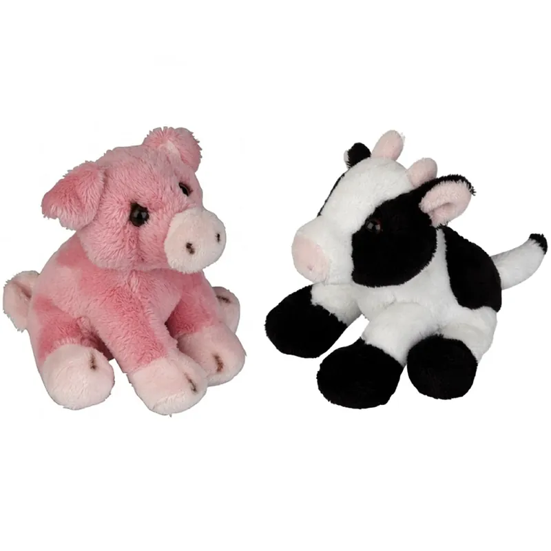 Boerderij dieren knuffels - pluche - varken en koe - 15 cm Superprijs