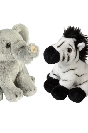 Safari dieren pluche knuffels - olifant en zebra - 15 cm Koop Online