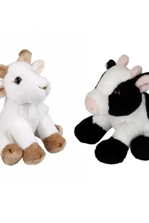 Boerderij dieren knuffels - pluche - geit en koe - 15 cm Betaalbaar