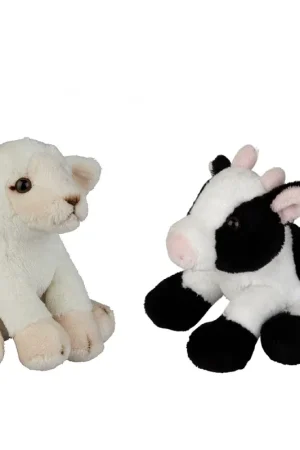 Shop Nu Schaap en koe pluche knuffels - 2 stuks - 15 cm