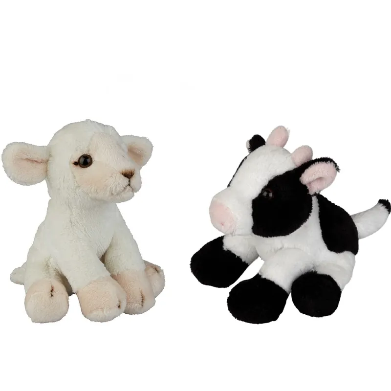 Shop Nu Schaap en koe pluche knuffels - 2 stuks - 15 cm