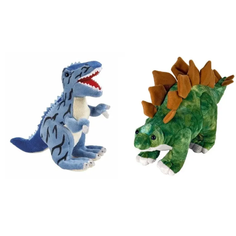 Setje van 2 knuffel dino's - T-rex en Stegosaurus - pluche Nieuw
