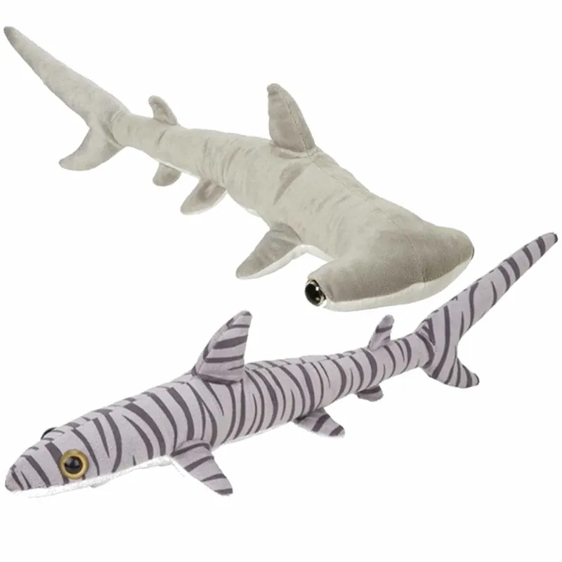 Set van 2 pluche haaien knuffels - 60 cm - tijgerhaai en hamerhaai Beste Prijs