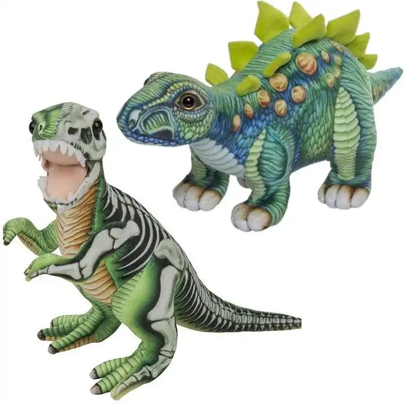 Dagaanbieding Dino knuffels set - pluche - 2 stuks - 30 cm