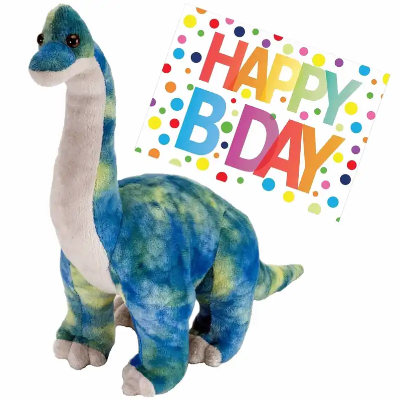 Uitverkoop Dino Brachiosaurus knuffel - pluche - 25 cm - verjaardagscadeau