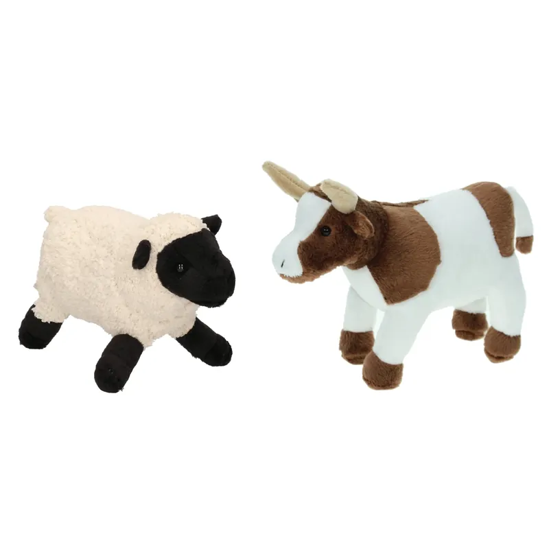 Direct Beschikbaar Boerderijdieren knuffel set - koe & schaap - pluche - 22 cm