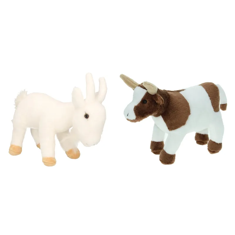 Beperkte Voorraad Pluche boerderijdieren knuffel set - Koe en Geit - 22 cm - zacht