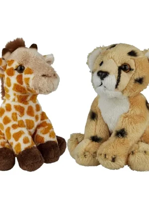 Beste Prijs Ravensden safari knuffels - pluche - 2 stuks - 15 cm