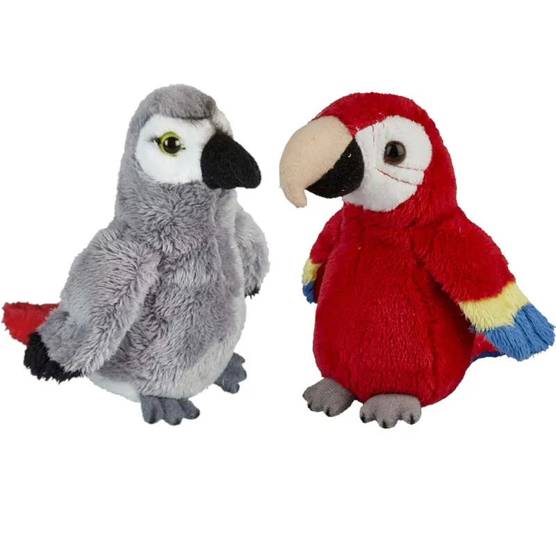 Papegaaien knuffels - pluche - set van 2 - 15 cm Populair
