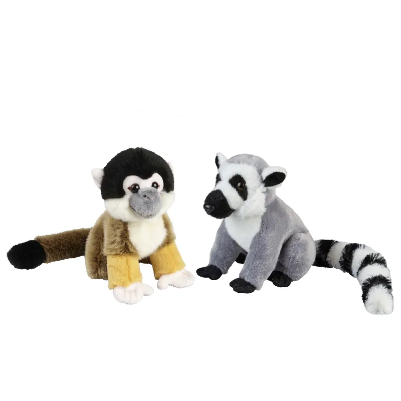 Goedkoop Ravensden pluche knuffels - 2 stuks - Ringstaart Maki en Aapje - 18 cm