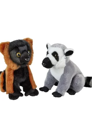 Apen serie pluche knuffels - ringstaart maki en vari aapje - 18 cm Exclusieve Aanbieding