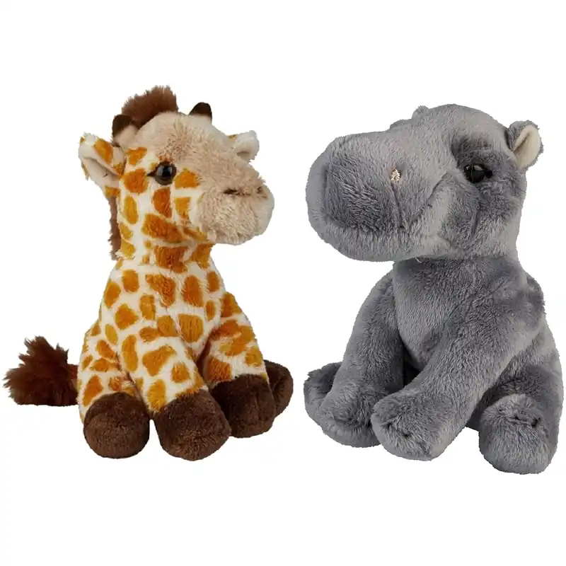 Ravensden safari dieren knuffels - nijlpaard en giraffe - 15 cm Merkproduct