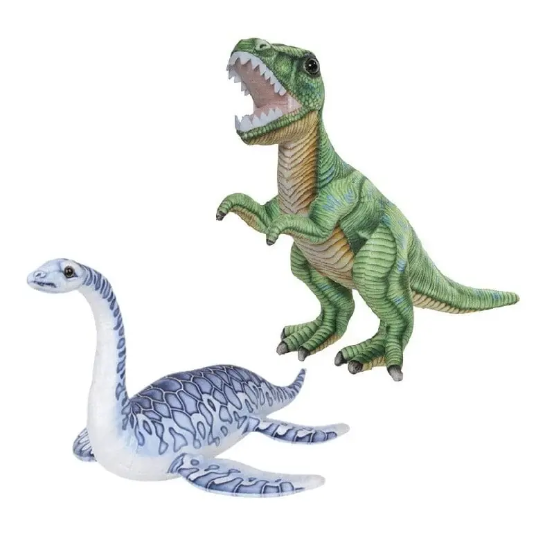 Veilige Betaling Pluche dino knuffels set - T-Rex en Plesiosaurus - 30 cm