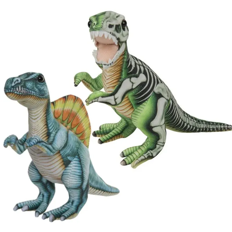 Speelgoed set van 2 pluche dino knuffels - T-Rex en Stegosaurus - 30 cm Laatste Versie