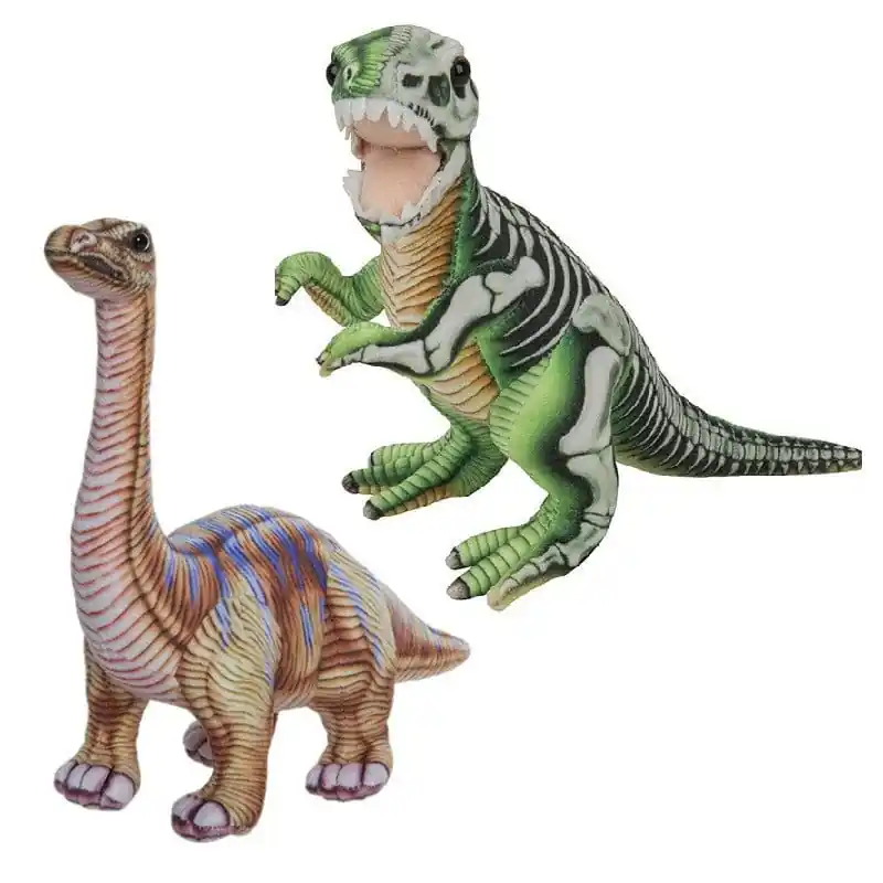 Dagaanbieding Pluche dino knuffels set - T-Rex & Apatosaurus - 30 cm