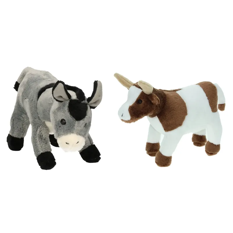 Pluche boerderijdieren knuffelset - koe en ezel - 22 cm - zacht cadeau Beste Prijs