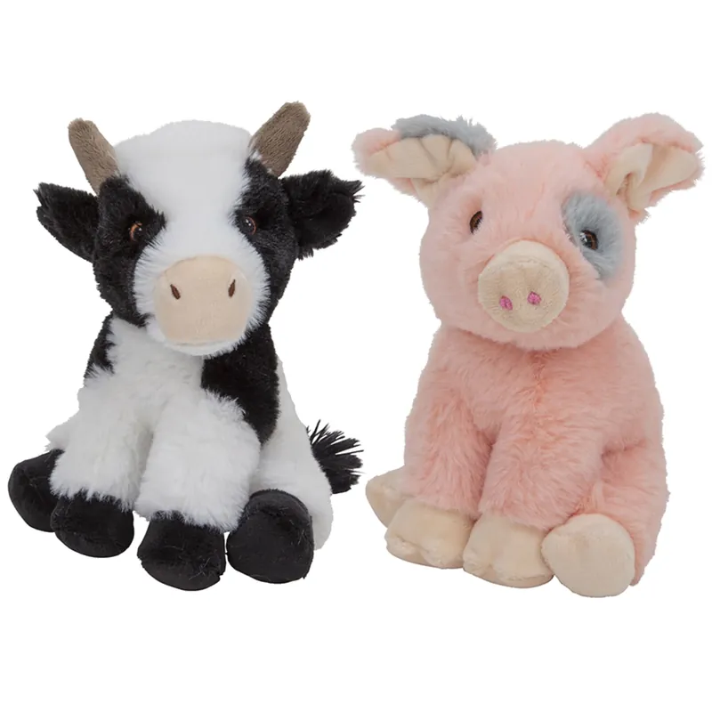 Koe en varken knuffel set - pluche - 19 en 18 cm Gratis Retour