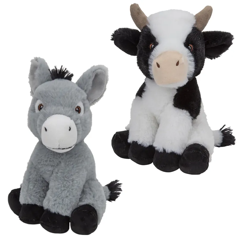 Exclusieve Aanbieding Pluche boerderijdieren knuffel - koe en ezel - 23 cm - pluche