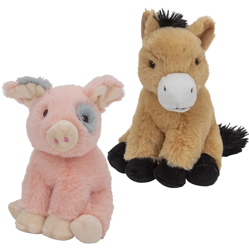 Alleen Vandaag Pluche varken en paard knuffels - 18 en 17 cm - boerderijdieren