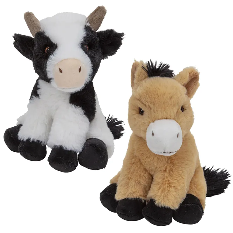 Must-Have Koe en paard knuffel set - pluche - 19 en 17 cm