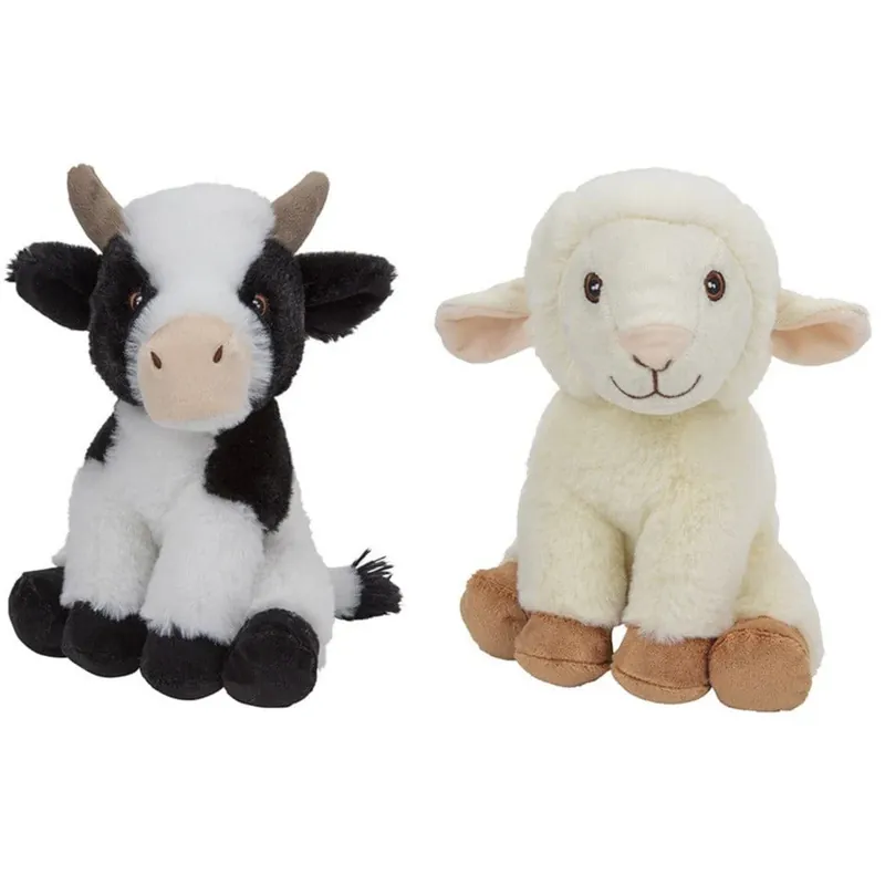 Koop Vandaag Koe en schaap knuffel - pluche - 23 cm - boerderijdieren - speelgoed