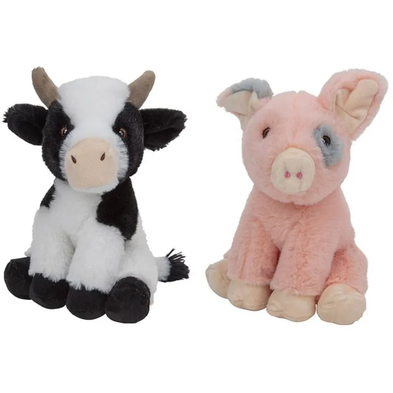 Gereduceerde Prijs Pluche boerderijdieren knuffels - koe en varken - 23 cm