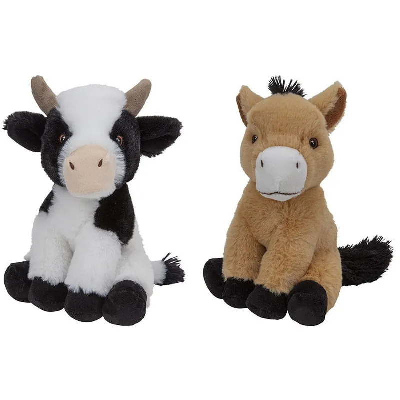 Pluche boerderijdieren knuffels - koe en paard - 23 cm Direct Beschikbaar