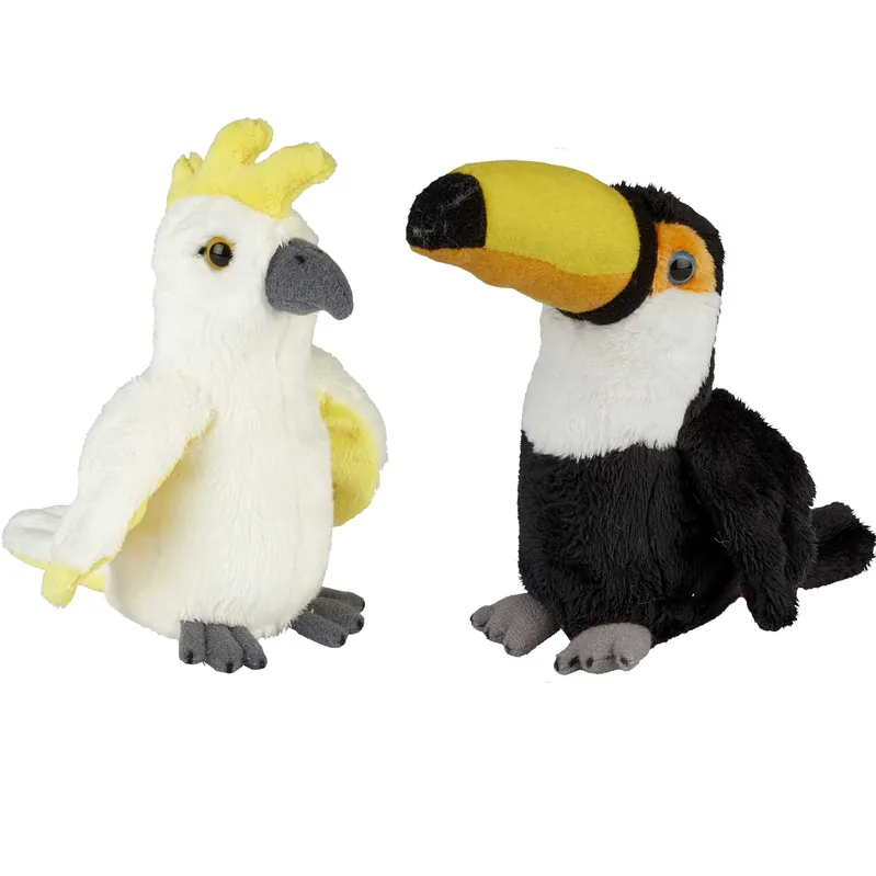 Premium Tropische vogels knuffels - pluche - set van 2 - 15 cm