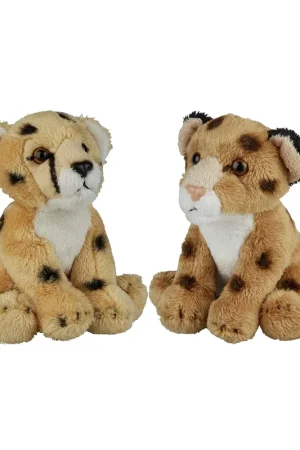 Voordeelprijs Safari dieren knuffels set - cheetah & luipaard - 15 cm