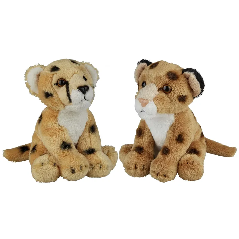 Voordeelprijs Safari dieren knuffels set - cheetah & luipaard - 15 cm