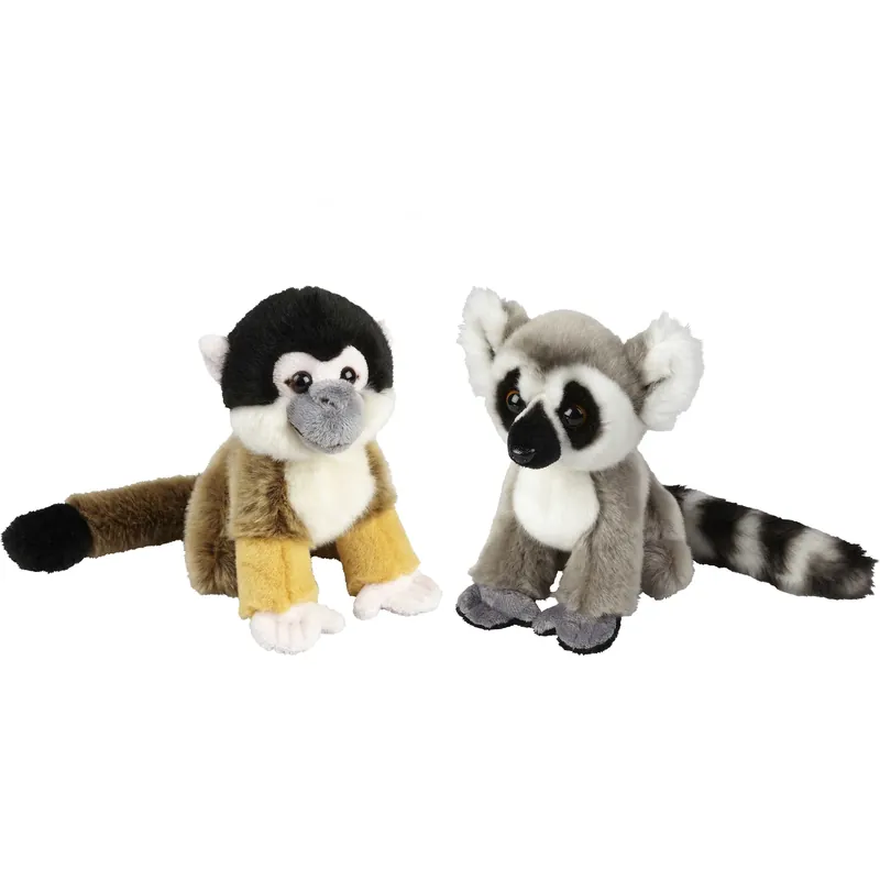 Laatste Kans Ravensden - pluche knuffel set - Ringstaart Maki en Squirrel Aapje - 18 cm