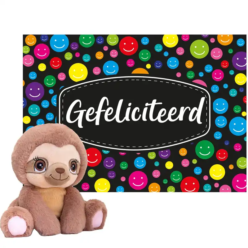 Keel Toys cadeaukaart - knuffel luiaard - 16 cm Finale Uitverkoop