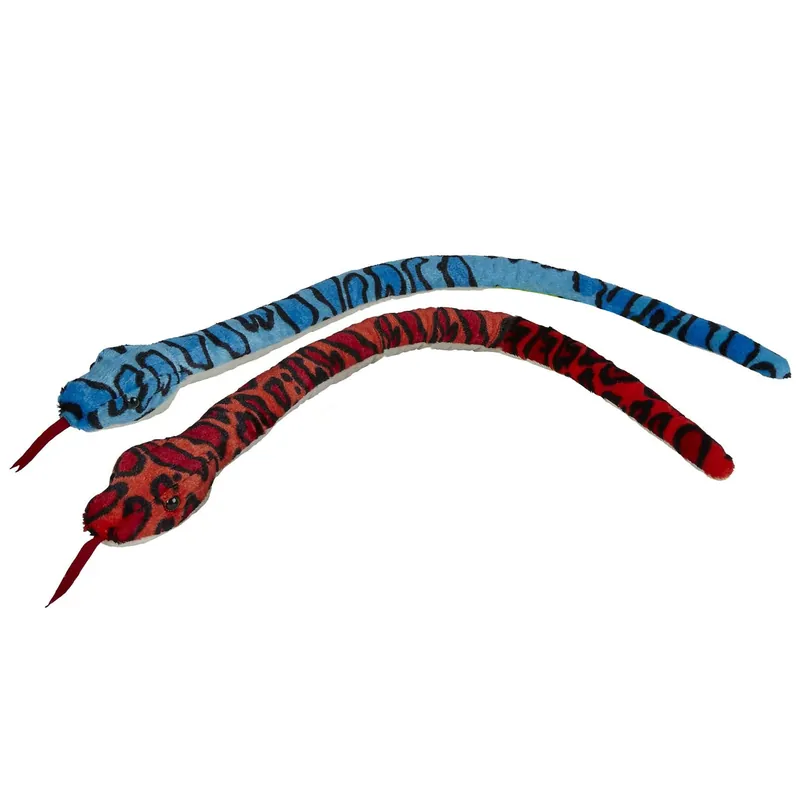 Populair Pluche slangen knuffel set - blauw en rood - 100 cm - 2 stuks