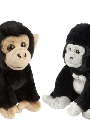 Betaalbaar Apen knuffels set van 2 - pluche gorilla en chimpansee - 18 cm