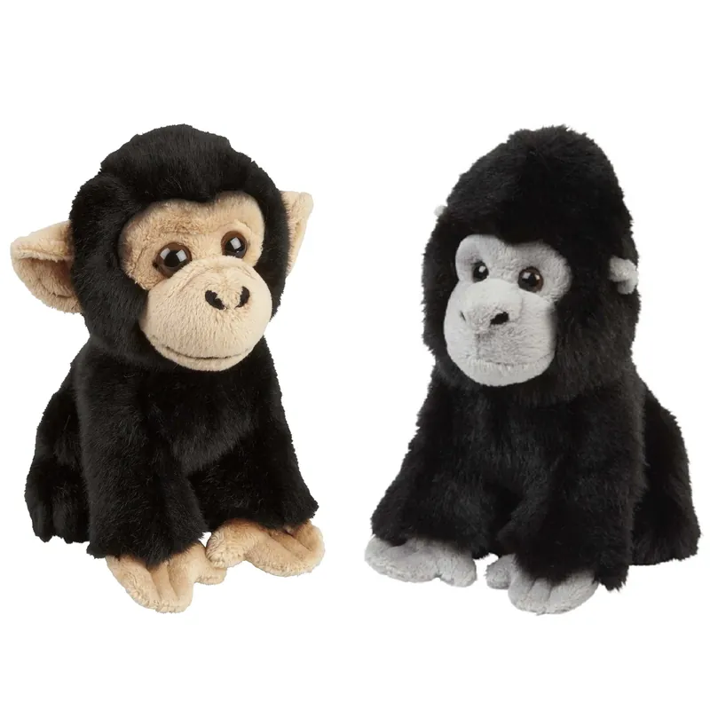 Bestseller Apen knuffel set 2 stuks - gorilla en chimpansee - 18 cm - pluche