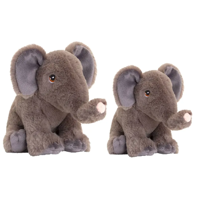 Keel Toys olifanten knuffel set - pluche - 25 en 35 cm Direct Verzonden