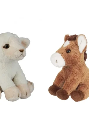 Uitverkoop Boerderij dieren knuffels - pluche schaap en paard - 15 cm