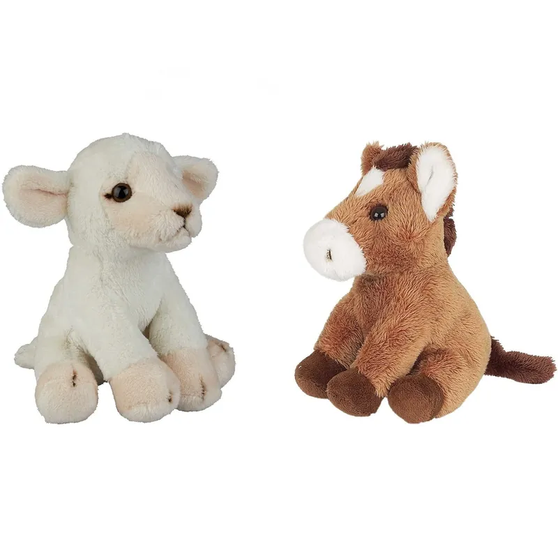 Uitverkoop Boerderij dieren knuffels - pluche schaap en paard - 15 cm