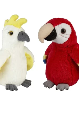 Tropische vogels knuffel set - pluche - kaketoe & papegaai - 15 cm Lage Prijs