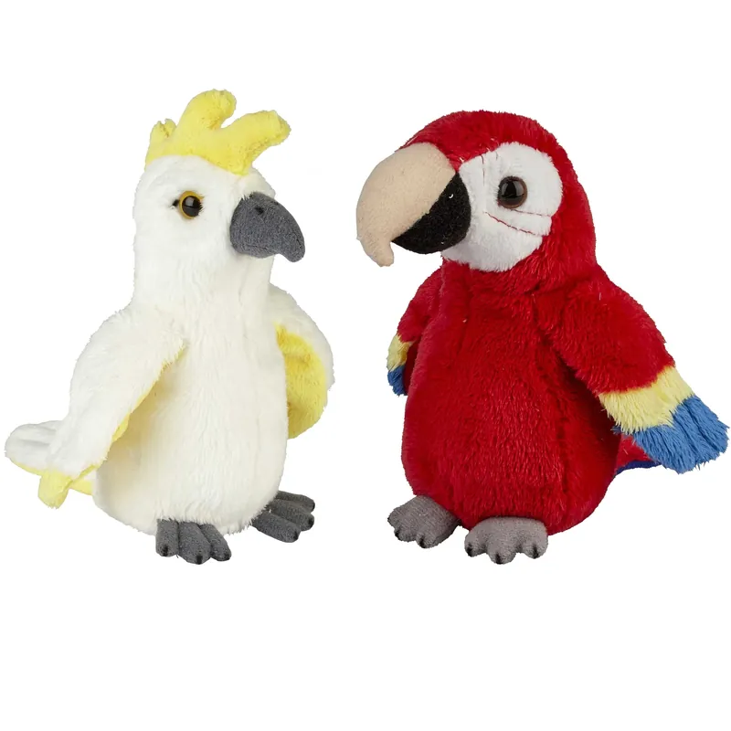 Tropische vogels knuffel set - pluche - kaketoe & papegaai - 15 cm Lage Prijs