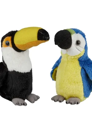 Tropische vogels knuffels - pluche - set van 2 - 15 cm Uitverkoop