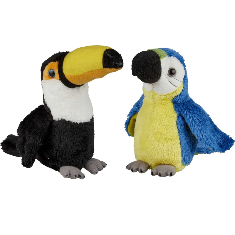 Tropische vogels knuffels - pluche - set van 2 - 15 cm Uitverkoop