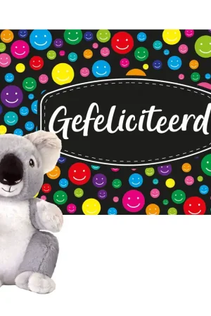 Premium Keel Toys cadeaukaart Gefeliciteerd - koala knuffel - 26 cm