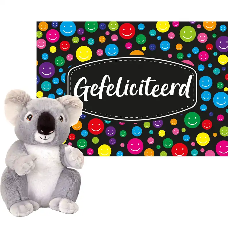 Premium Keel Toys cadeaukaart Gefeliciteerd - koala knuffel - 26 cm