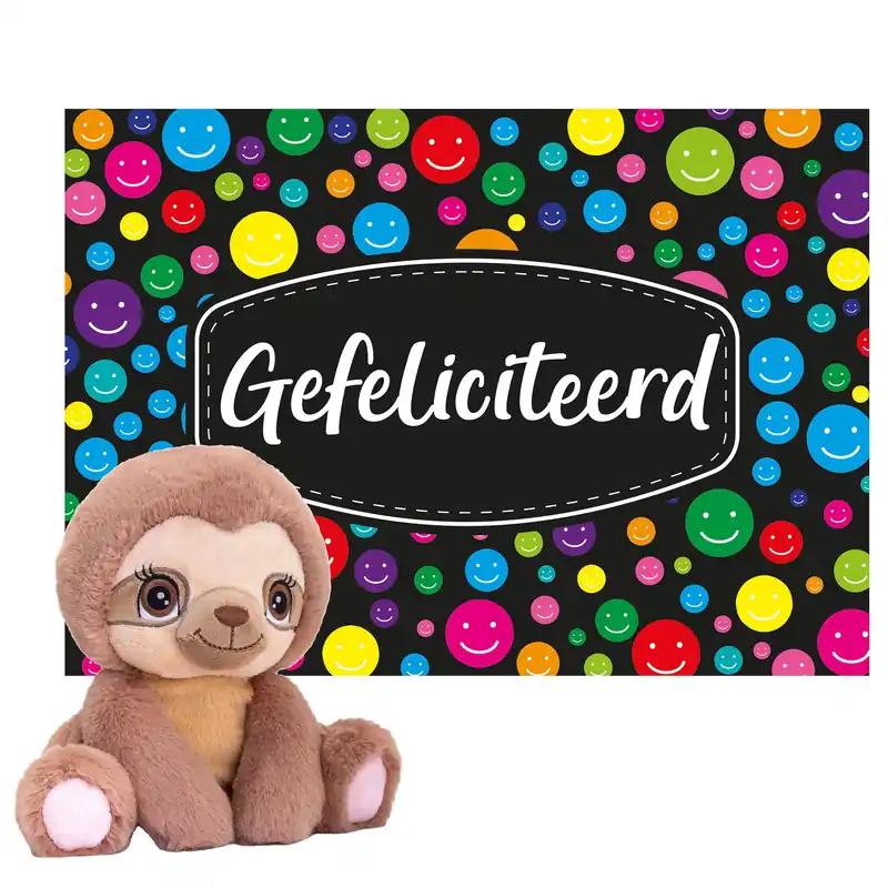 Keel Toys cadeaukaart gefeliciteerd - luiaard knuffel - 16 cm Nu Kopen