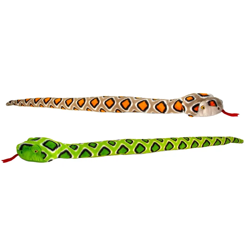 Laatste Kans Keel Toys slangen knuffel set - pluche - 100 cm - bruin en groen