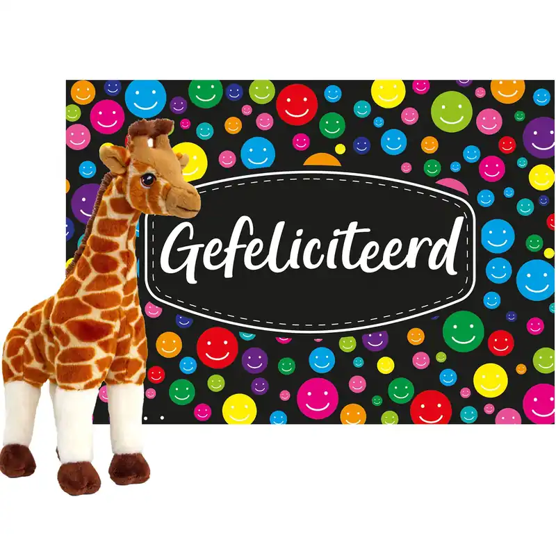 Keel toys cadeaukaart Gefeliciteerd - giraffe knuffel - 30 cm Rechtstreeks Van De Fabrikant