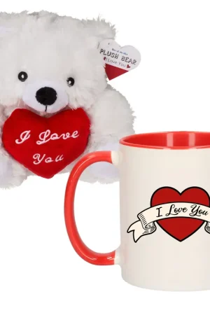 Gratis Retour Valentijnscadeau - beertje en mok - pluche - mok - knuffelcadeau