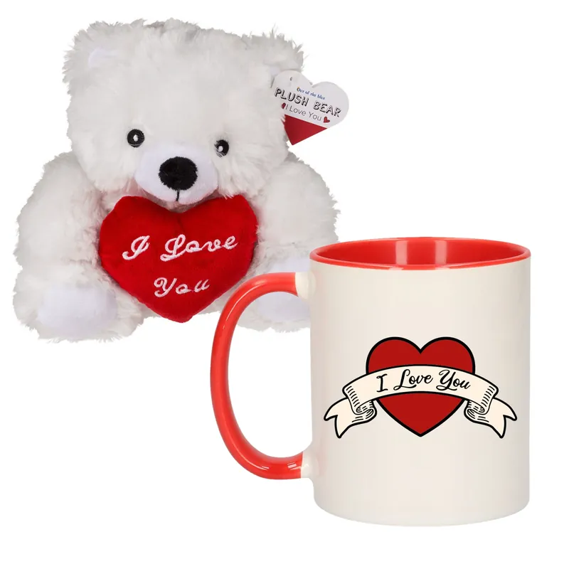 Gratis Retour Valentijnscadeau - beertje en mok - pluche - mok - knuffelcadeau